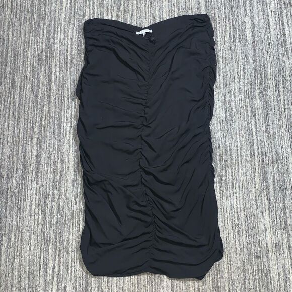 Hyfve Womens Size Medium Parachute Skirt Black‎ Ruched Drawstring Waist - Picture 1 of 6